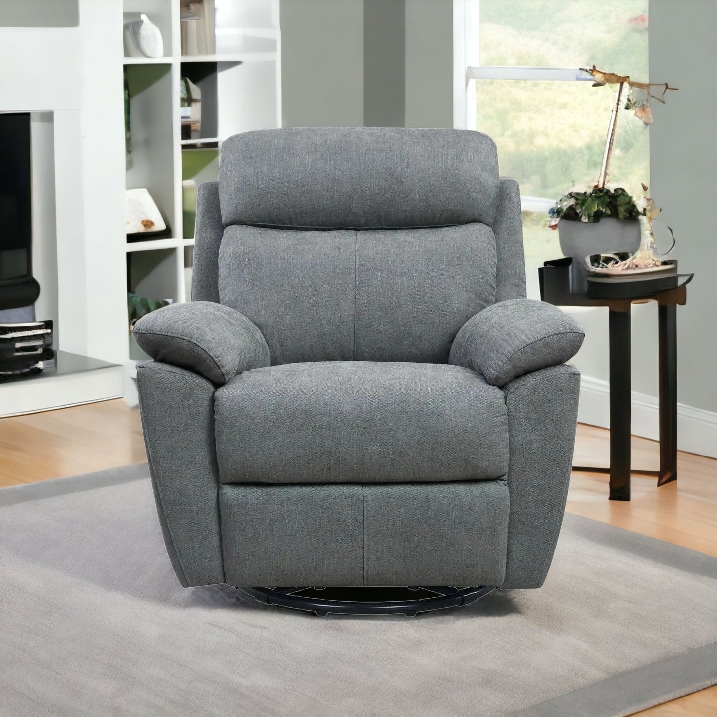 35" Gray Fabric Power Recliner with USB By Homeroots | Recliners | Modishstore - 3