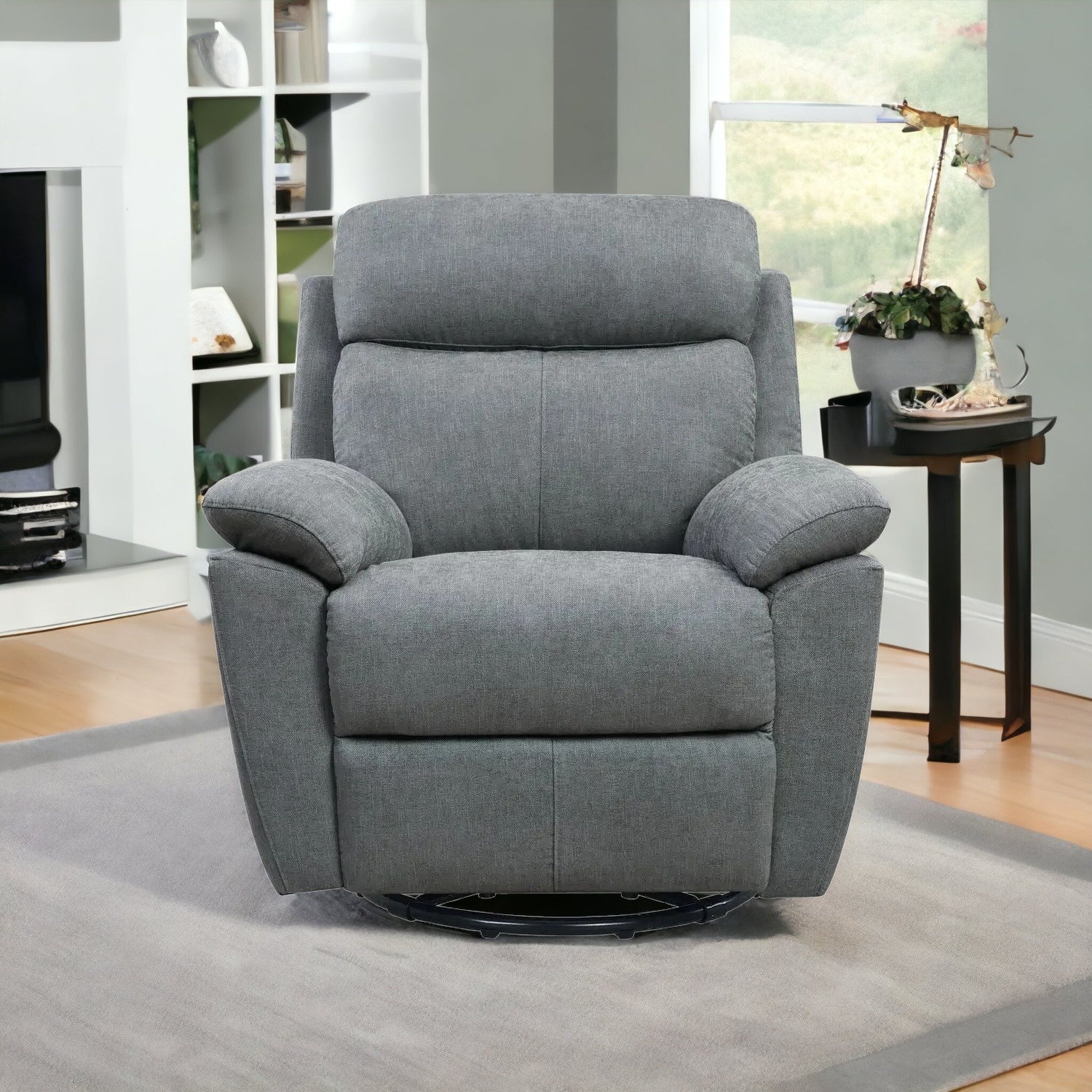 35" Gray Fabric Power Recliner with USB By Homeroots | Recliners | Modishstore - 3