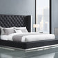 Black Faux Leather Bed King By Homeroots | Beds | Modishstore