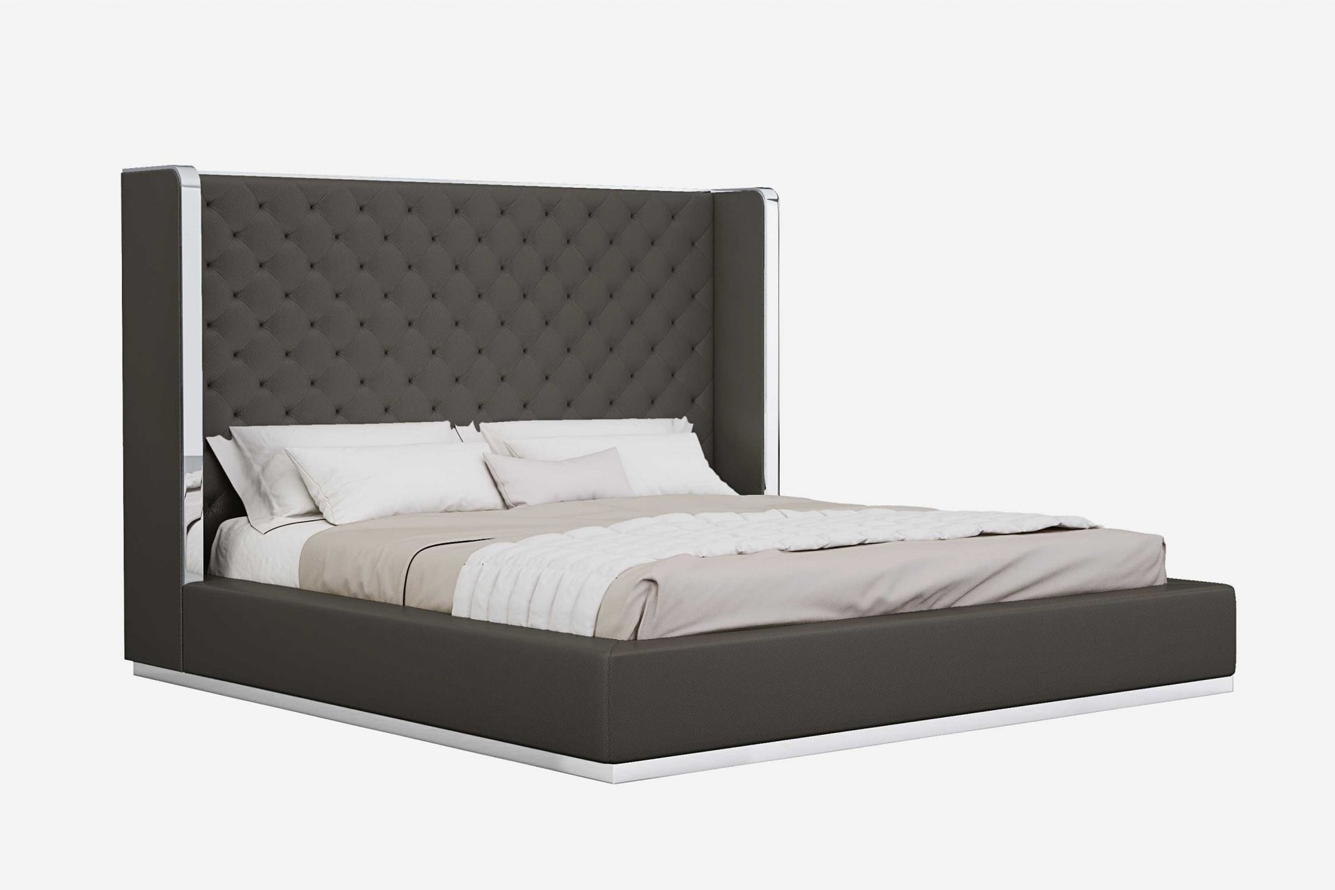 Black Faux Leather Bed King By Homeroots | Beds | Modishstore - 6