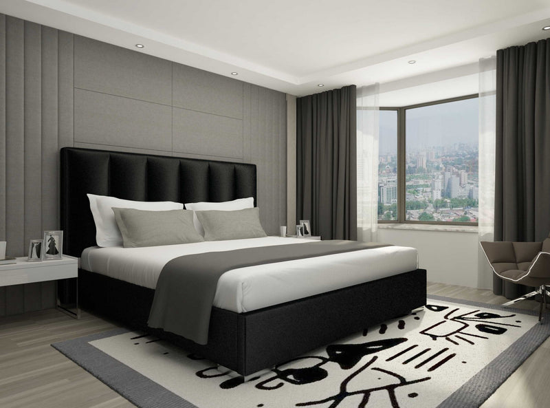 Black Velvet Upholstered Bed Queen By Homeroots | Beds | Modishstore