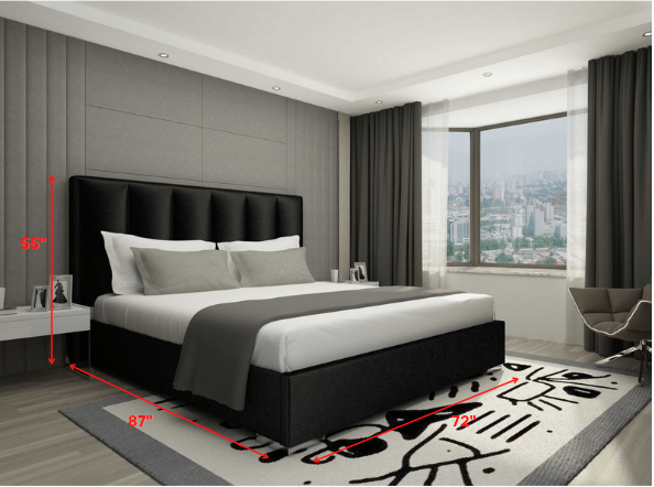 Black Velvet Upholstered Bed Queen By Homeroots | Beds | Modishstore - 2