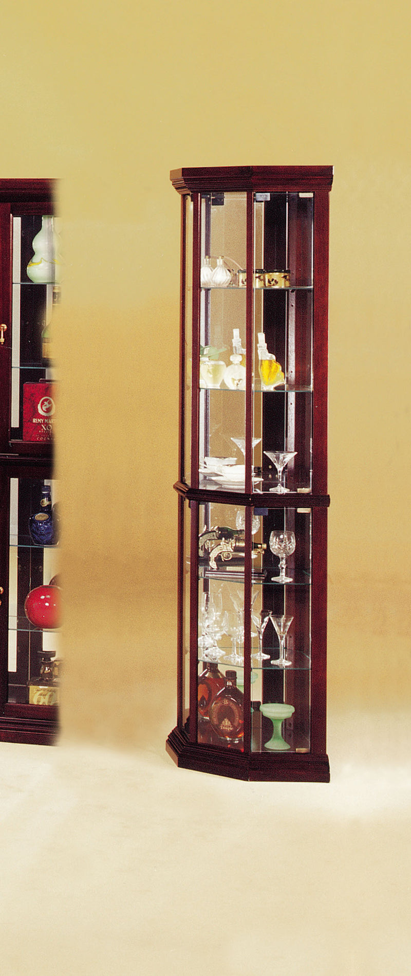 Cherry Glass Curio Cabinet By Homeroots | Cabinets | Modishstore