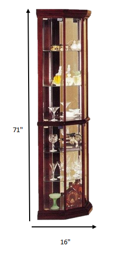 Cherry Glass Curio Cabinet By Homeroots | Cabinets | Modishstore - 2