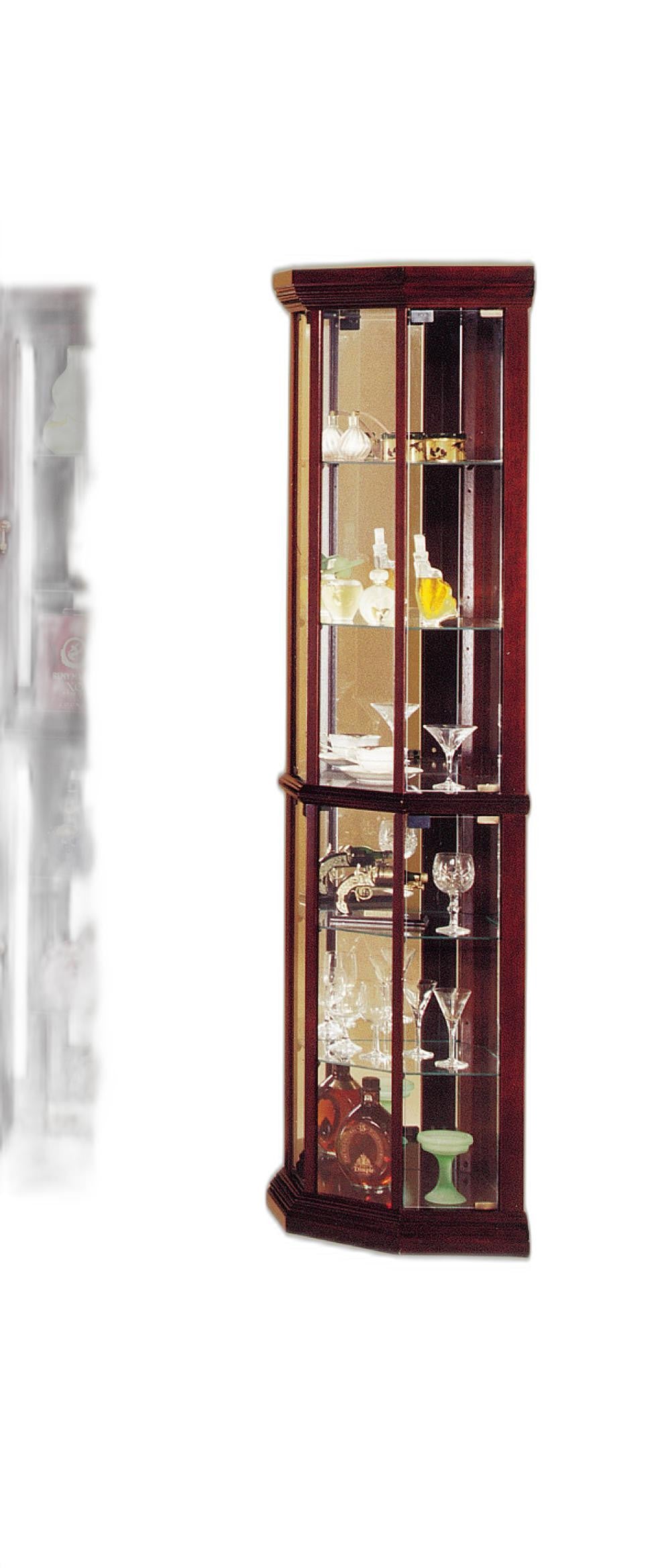 Cherry Glass Curio Cabinet By Homeroots | Cabinets | Modishstore - 3
