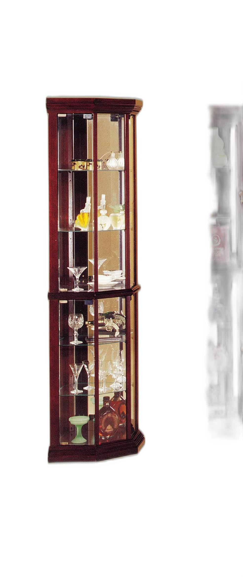 Cherry Glass Curio Cabinet By Homeroots | Cabinets | Modishstore - 4
