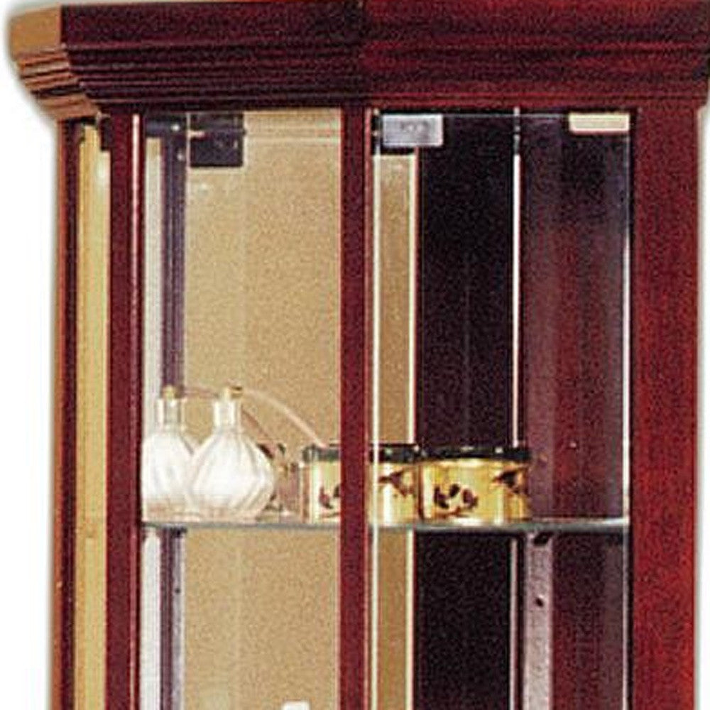 Cherry Glass Curio Cabinet By Homeroots | Cabinets | Modishstore - 5
