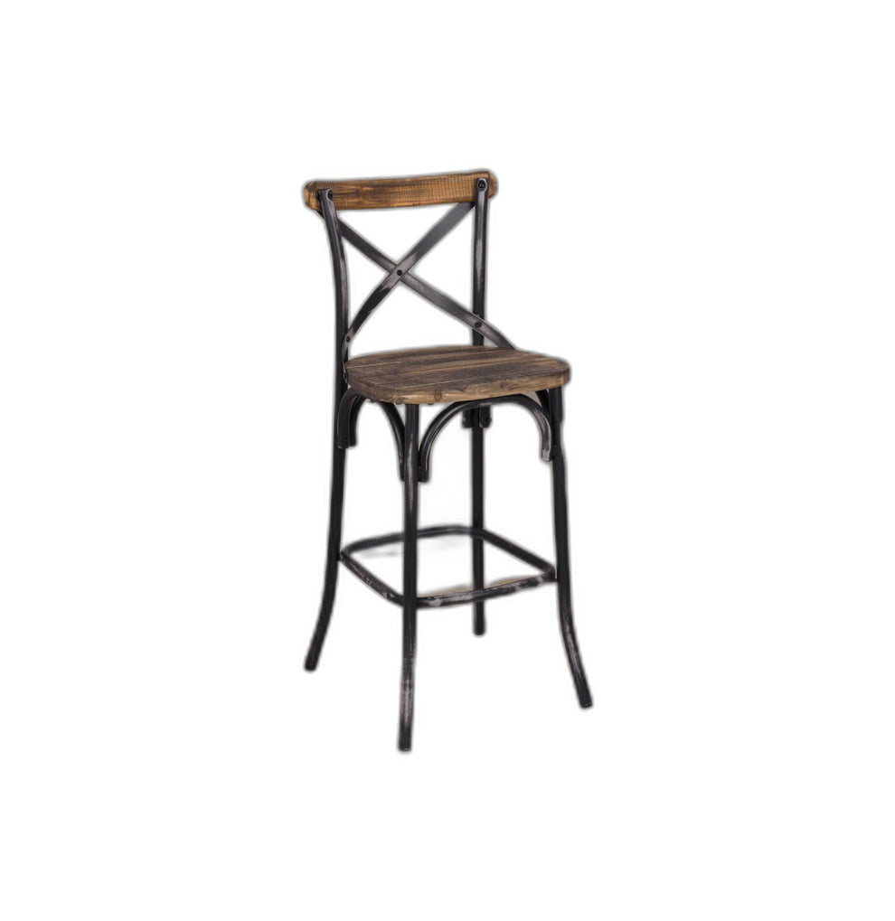 Antique Black Reclaimed Wooden Bar Chair By Homeroots | Bar Stools | Modishstore - 2