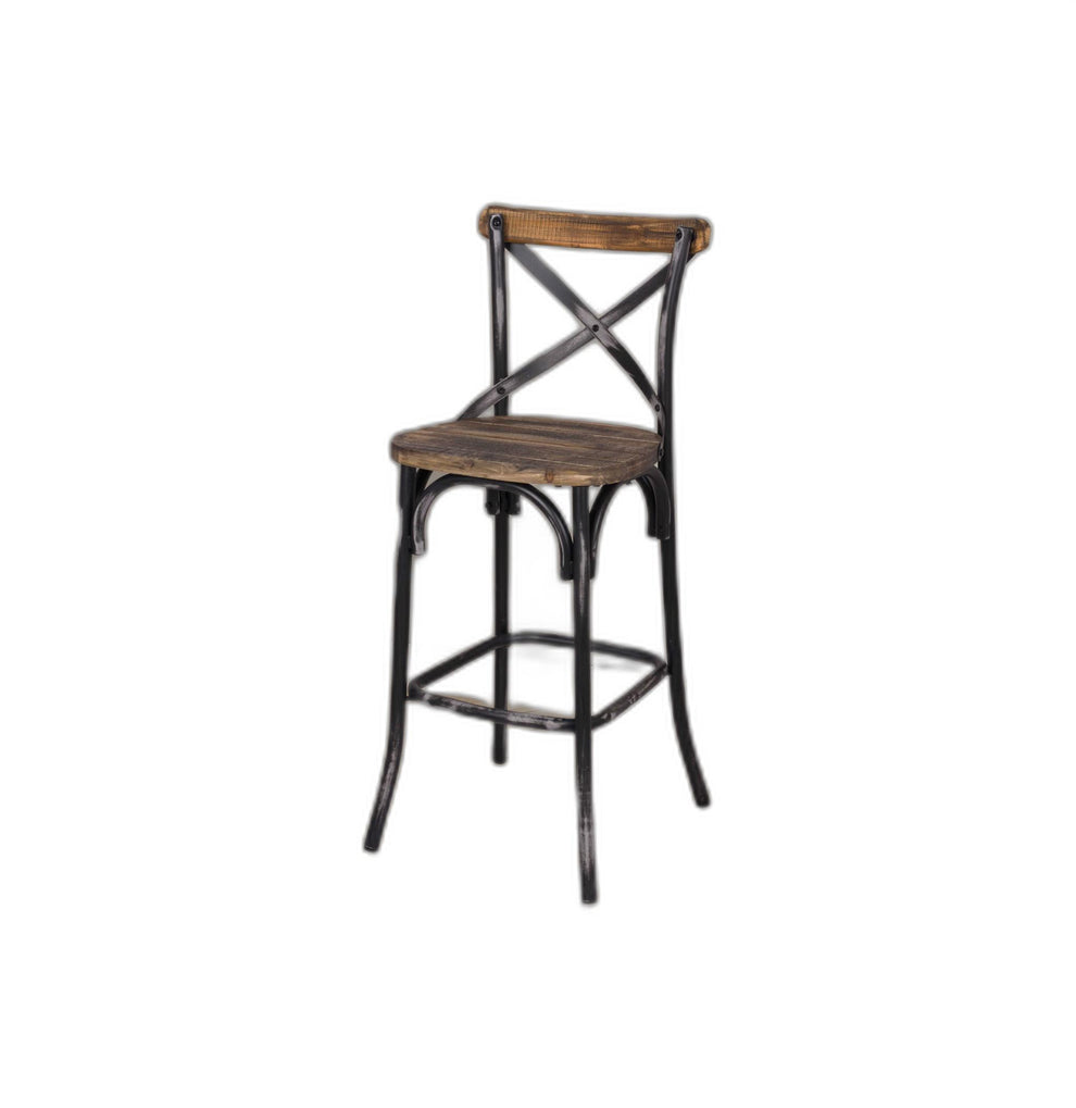 Antique Black Reclaimed Wooden Bar Chair By Homeroots | Bar Stools | Modishstore - 3