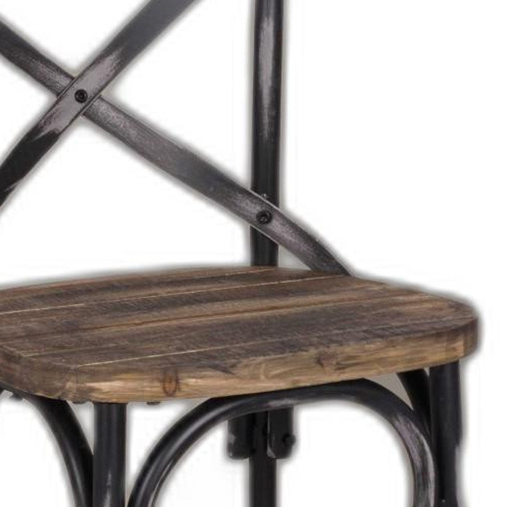 Antique Black Reclaimed Wooden Bar Chair By Homeroots | Bar Stools | Modishstore - 5