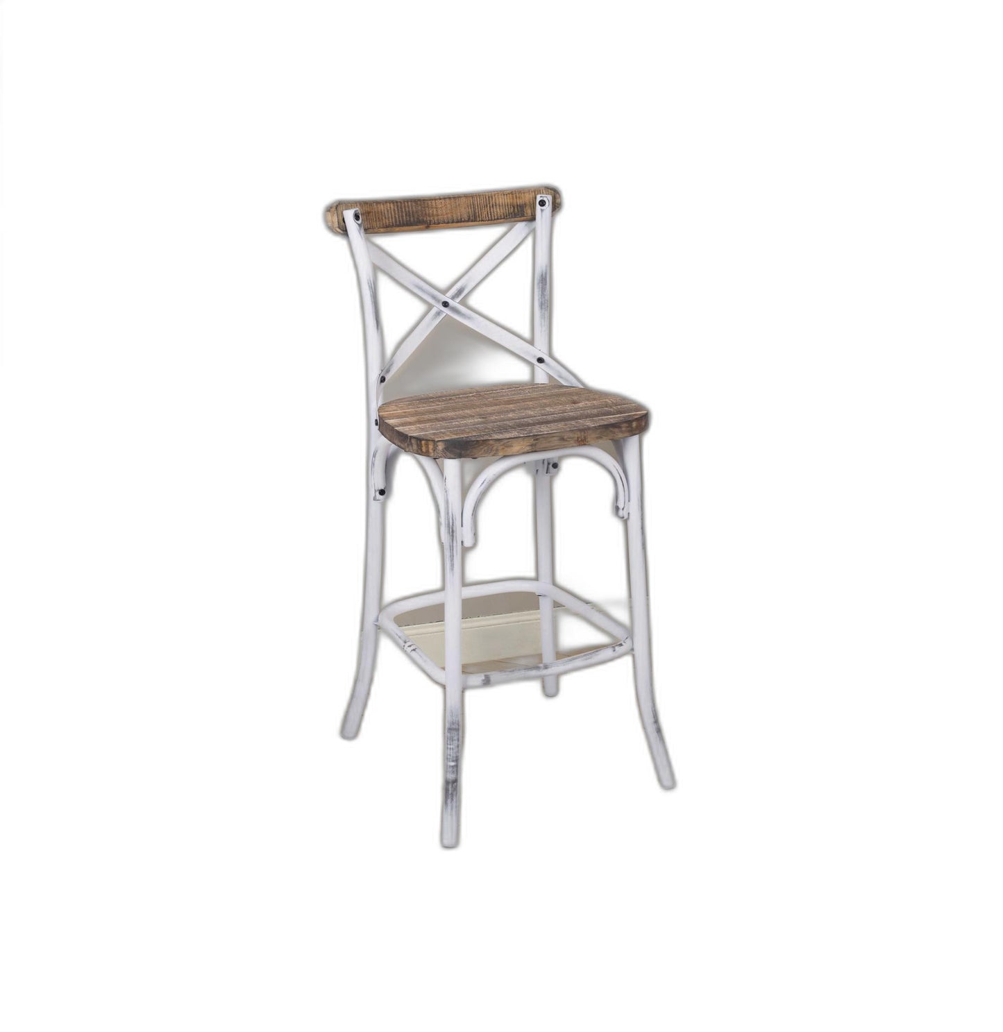 Antique White Wooden Bar Chair By Homeroots | Bar Stools | Modishstore