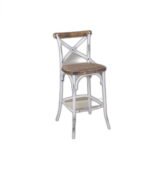 Antique White Wooden Bar Chair By Homeroots | Bar Stools | Modishstore