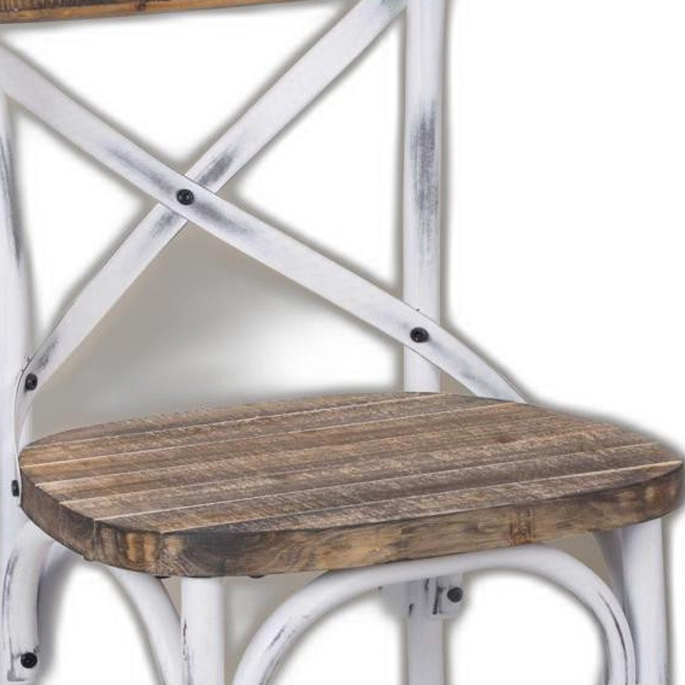 Antique White Wooden Bar Chair By Homeroots | Bar Stools | Modishstore - 6