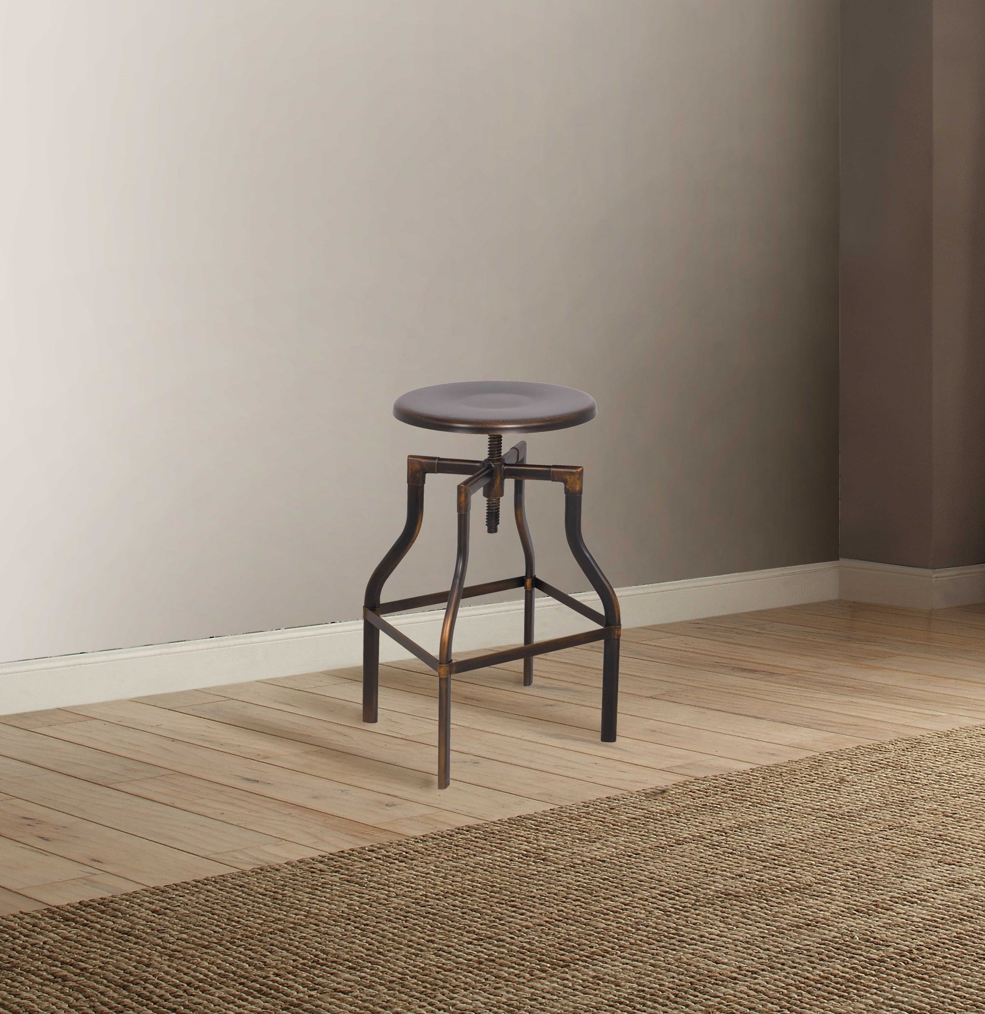 Antique Copper Metal Adjustable Stool By Homeroots | Stools | Modishstore