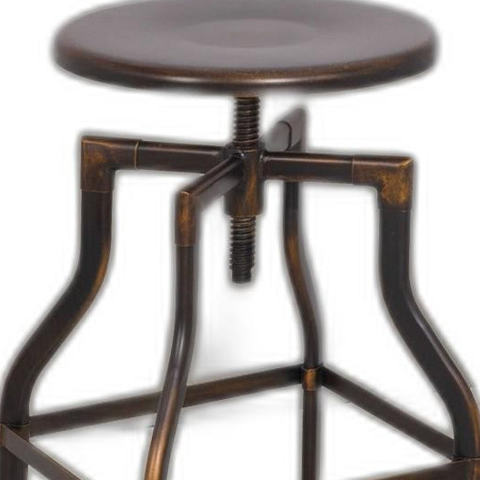 Antique Copper Metal Adjustable Stool By Homeroots | Stools | Modishstore - 4