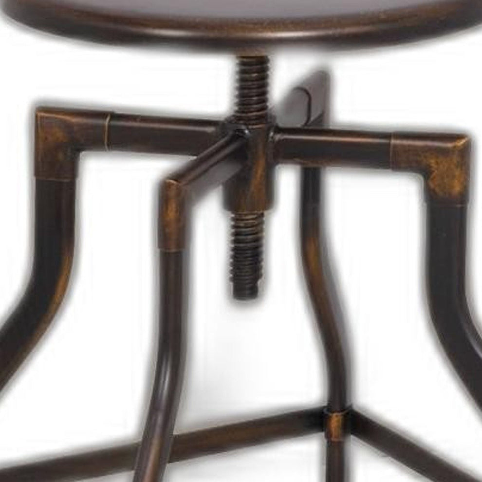 Antique Copper Metal Adjustable Stool By Homeroots | Stools | Modishstore - 5