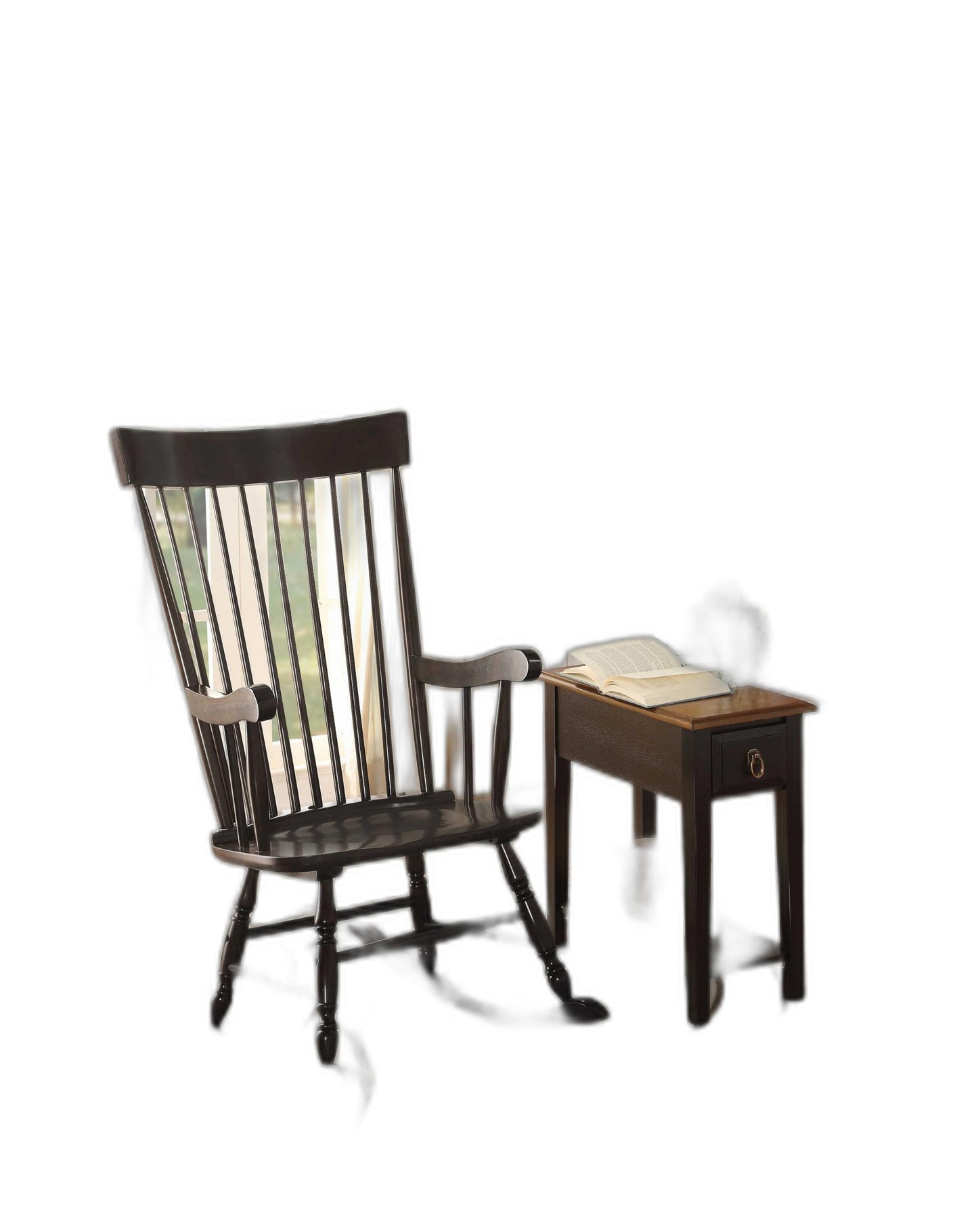 Black Wood Rocking Chair By Homeroots | Rocking Chairs | Modishstore - 2