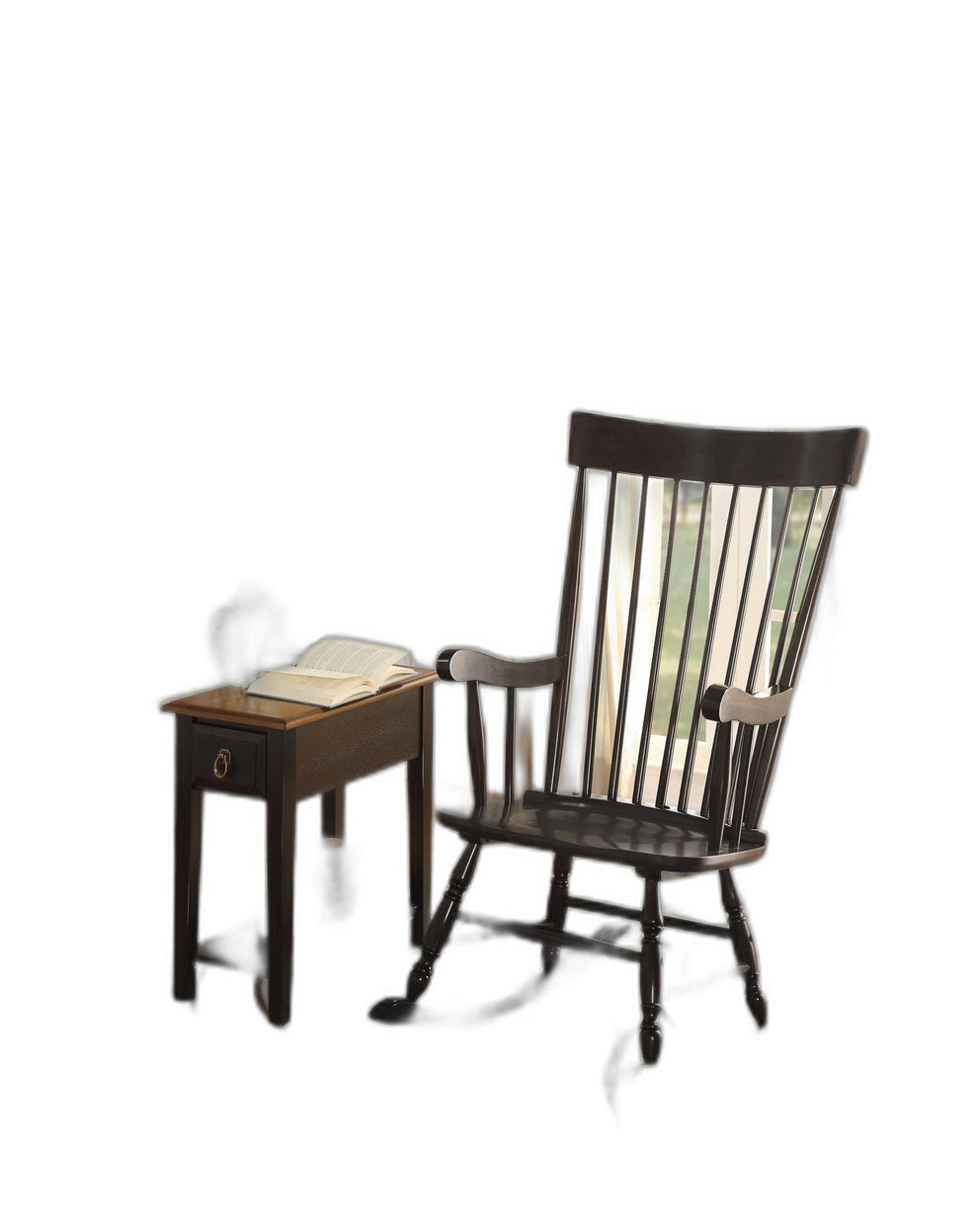 Black Wood Rocking Chair By Homeroots | Rocking Chairs | Modishstore - 3