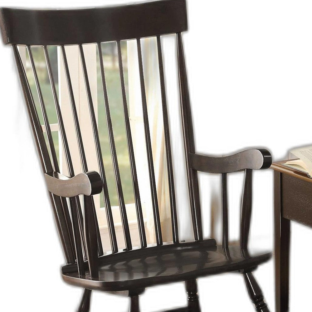 Black Wood Rocking Chair By Homeroots | Rocking Chairs | Modishstore - 4