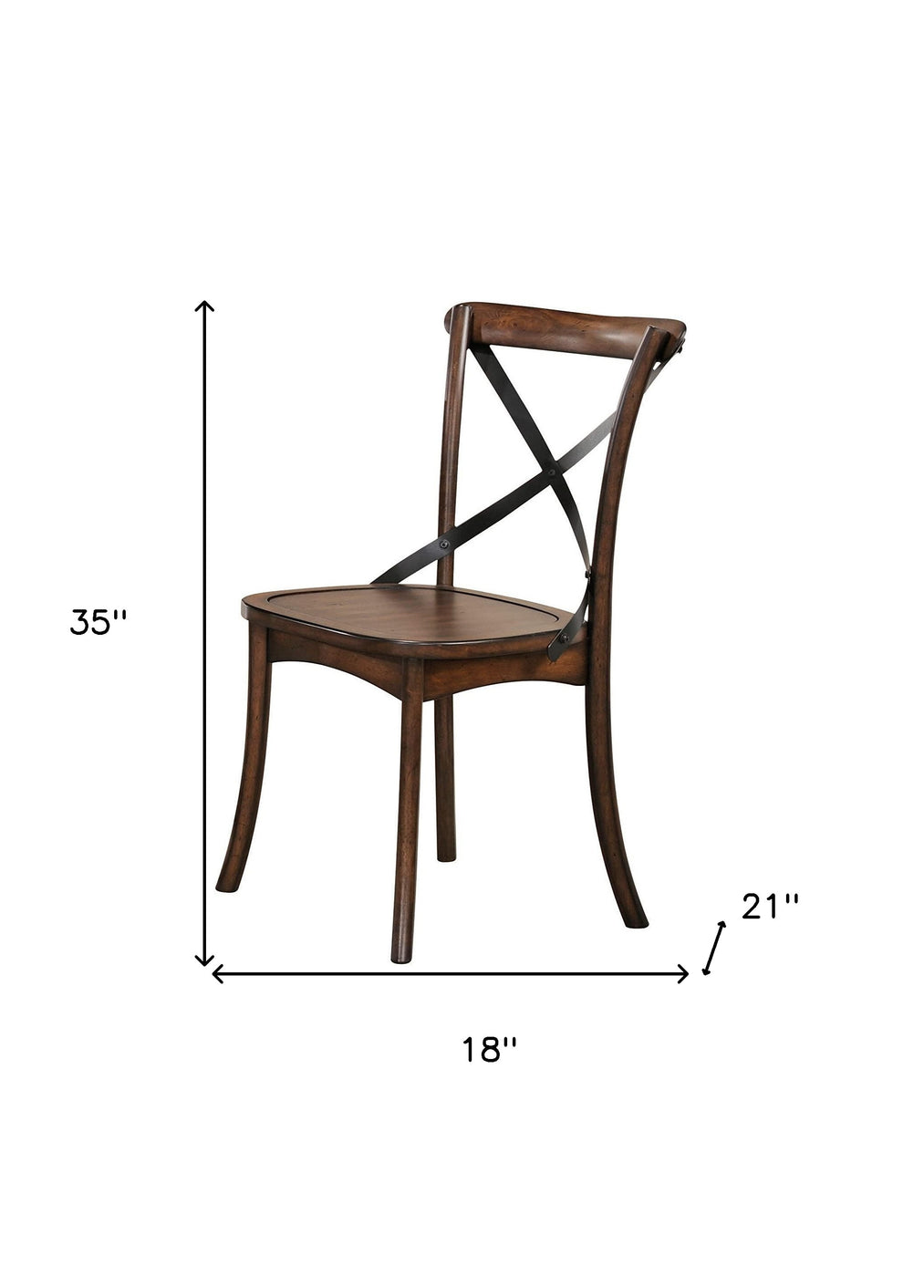 18" X 21" X 35" Dark Oak Black Wood Side Chair Set2 By Homeroots | Sofa Set | Modishstore - 4