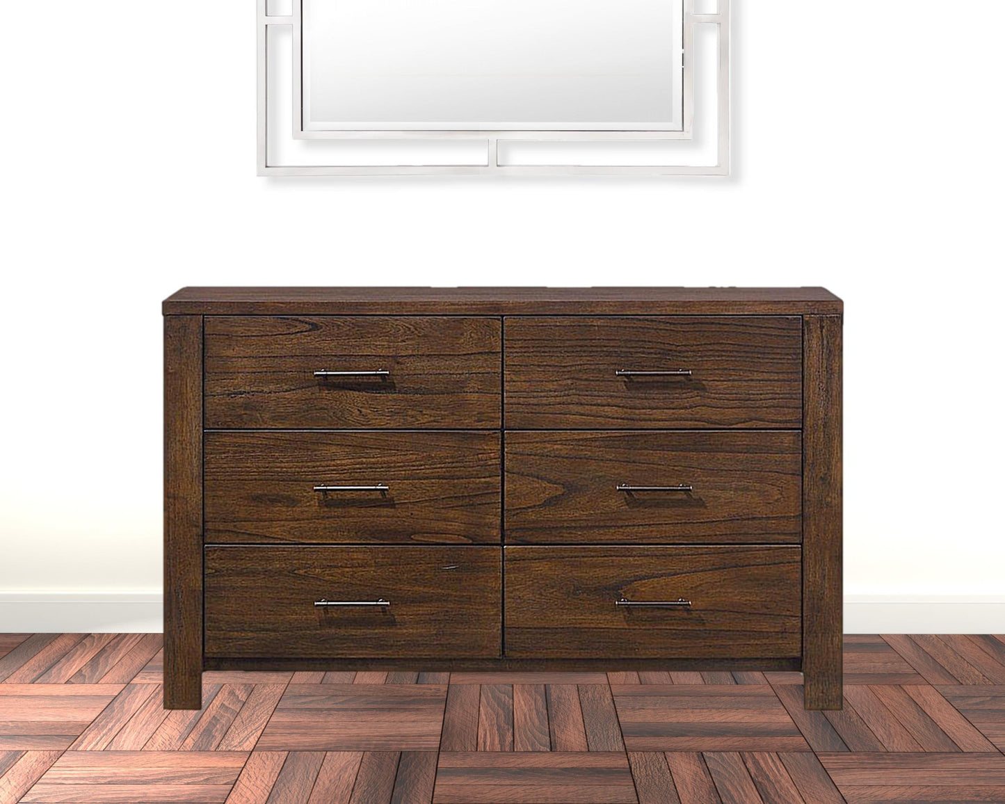 Oak Metal Dresser By Homeroots | Dressers | Modishstore - 5