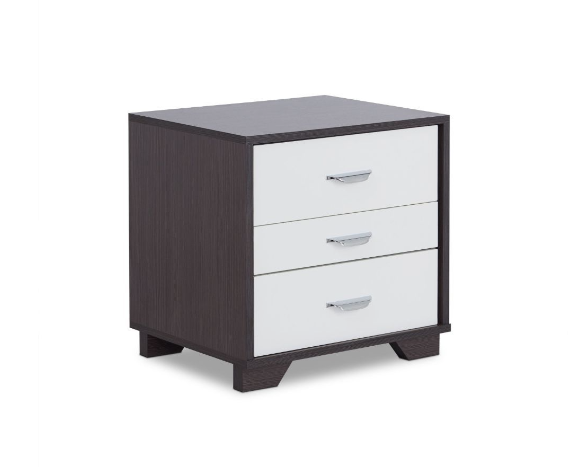 Black And White Metal 3 Drawer Nightstand By Homeroots | Nightstands | Modishstore - 2