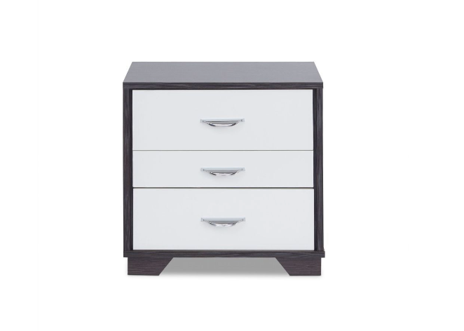 Black And White Metal 3 Drawer Nightstand By Homeroots | Nightstands | Modishstore - 3