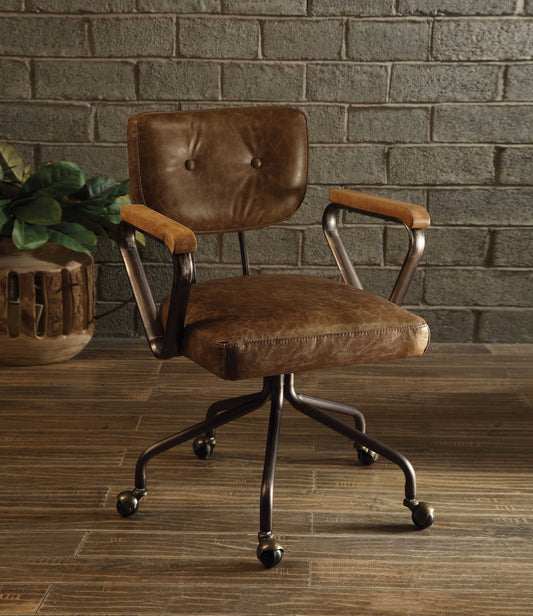 Vintage Whiskey Leather Office Chair By Homeroots | Office Chairs | Modishstore