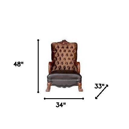 Golden Brown Velvet Chair & Pillow By Homeroots