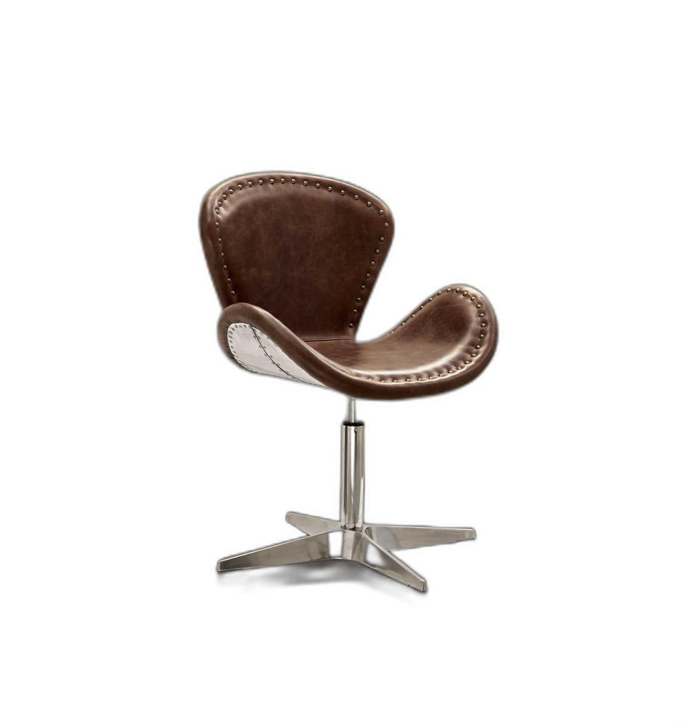 Retro Brown Leather Accent Chair (1Pc) By Homeroots | Accent Chairs | Modishstore - 2
