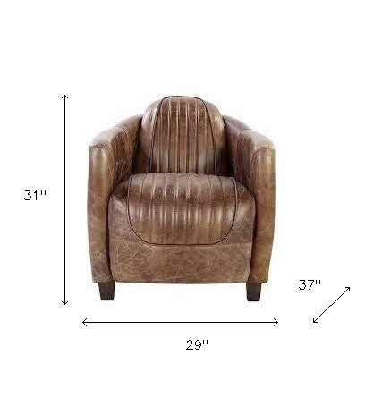 Retro Brown Leather Chair By Homeroots | Accent Chairs | Modishstore - 3
