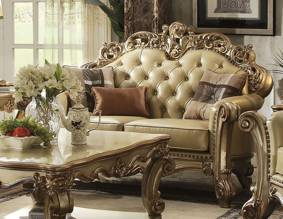 Bone Polyurethane Loveseat W Pillows By Homeroots | Loveseats | Modishstore