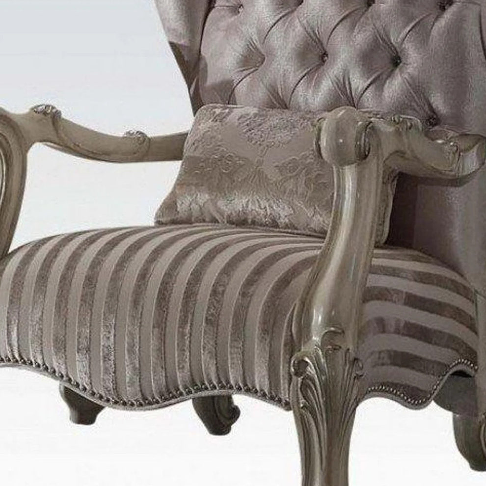 Ivory Velvet Chair & Pillow By Homeroots | Accent Chairs | Modishstore - 2