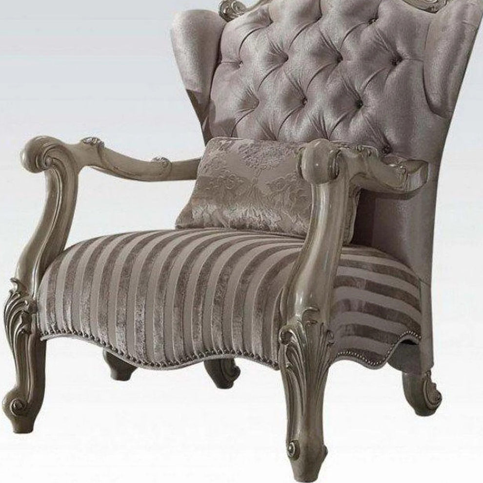 Ivory Velvet Chair & Pillow By Homeroots | Accent Chairs | Modishstore - 3