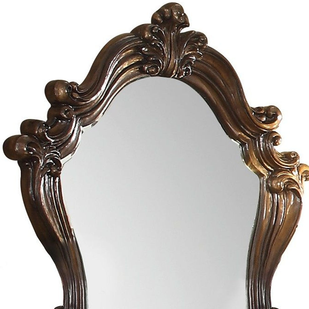 Cherry Oak Glass Mirror By Homeroots | Mirrors | Modishstore - 3