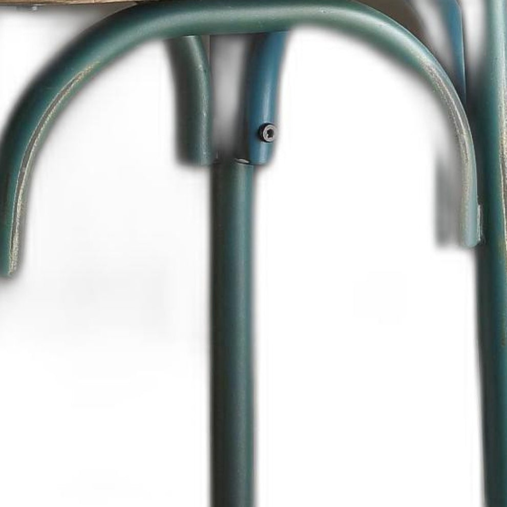 Antique Turquoise & Oak Wood Bar Chair By Homeroots | Bar Stools | Modishstore - 5