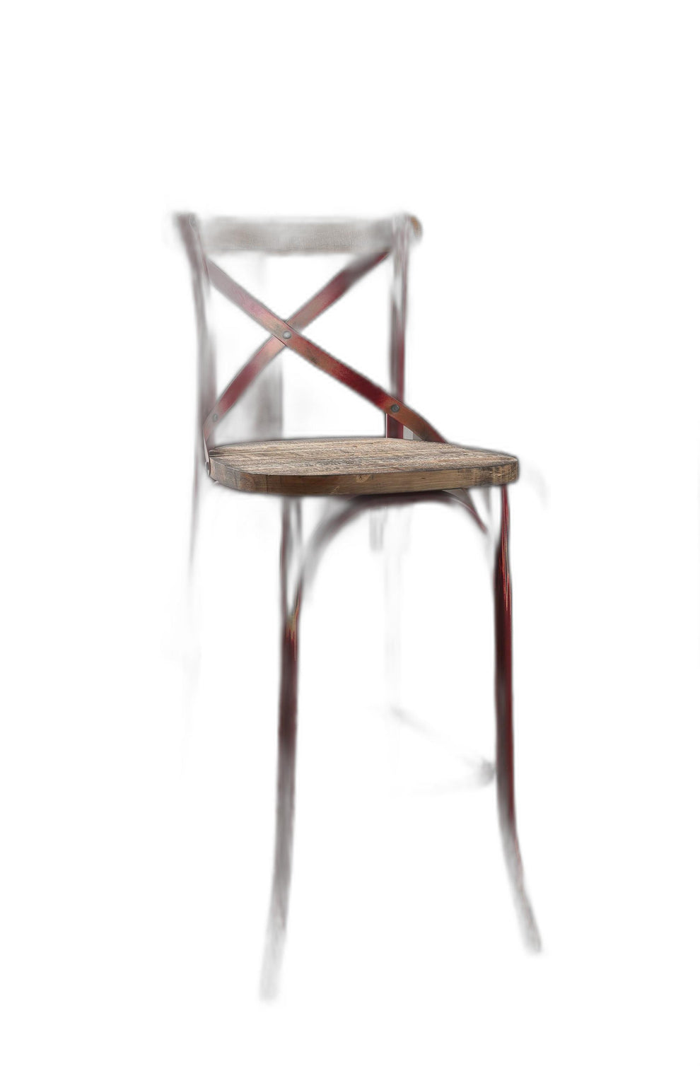 Antique Red Wooden Bar Chair By Homeroots | Bar Stools | Modishstore - 2