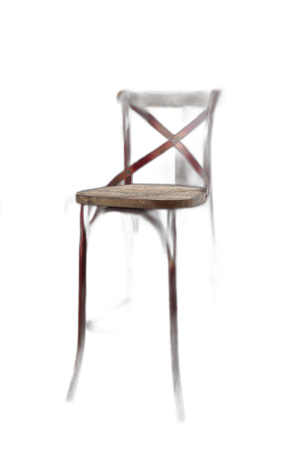 Antique Red Wooden Bar Chair By Homeroots | Bar Stools | Modishstore - 3