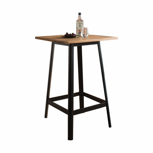 Square Natural And Black High Top Bar Table By Homeroots | Dining Chairs | Modishstore