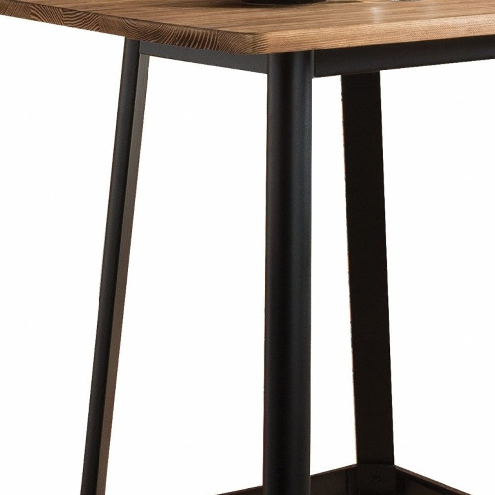Square Natural And Black High Top Bar Table By Homeroots | Dining Chairs | Modishstore - 6