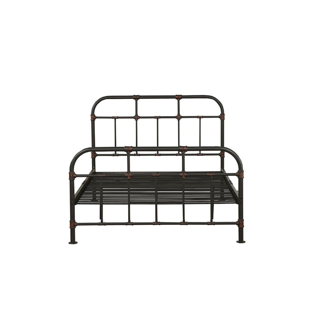 Gray Industrial Pipe Design Full Bed Frame By Homeroots | Beds | Modishstore - 2