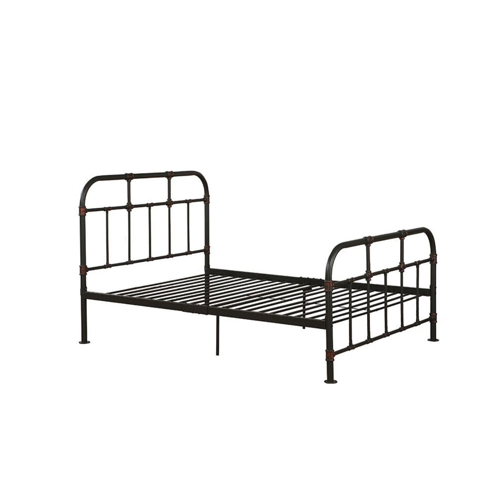 Gray Industrial Pipe Design Full Bed Frame By Homeroots | Beds | Modishstore - 3