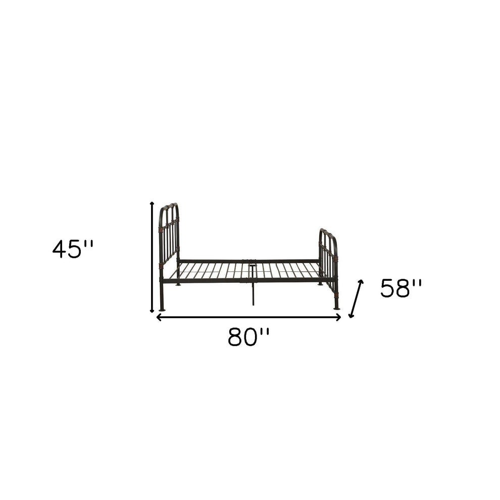 Gray Industrial Pipe Design Full Bed Frame By Homeroots | Beds | Modishstore - 5