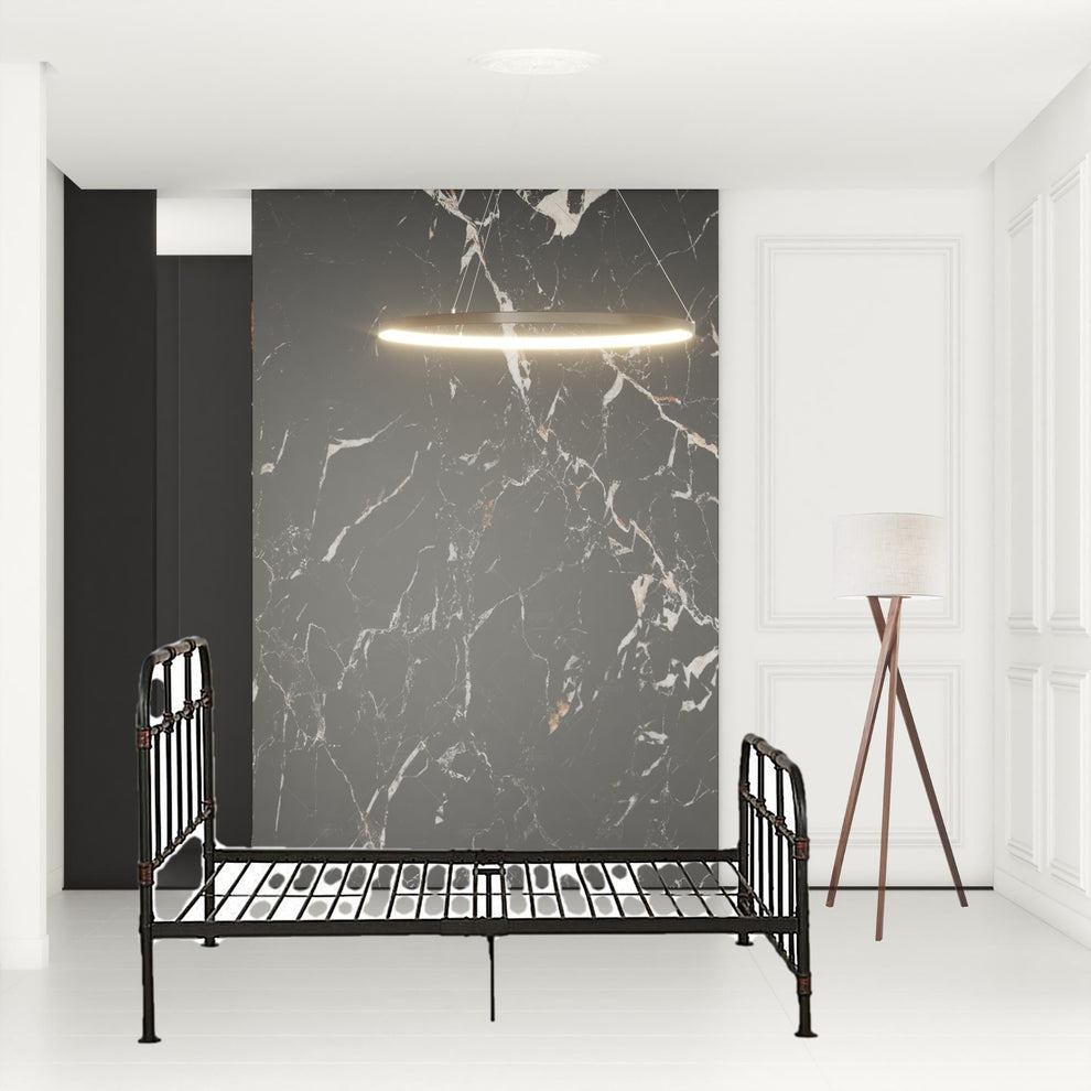 Gray Industrial Pipe Design Full Bed Frame By Homeroots | Beds | Modishstore - 4