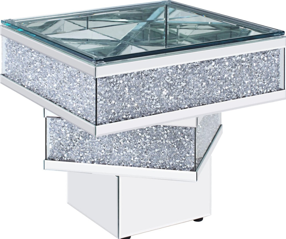 Contempo Glass And Bling End Table By Homeroots | End Tables | Modishstore - 3