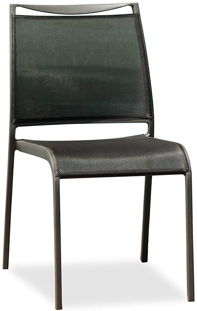 Set Of 2 Gray Stackable Aluminum Sling Armless Chairs By Homeroots | Dining Chairs | Modishstore - 2