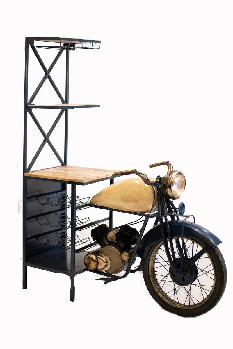 Blue Half-Bike Bar By Homeroots | Bar Carts | Modishstore - 2