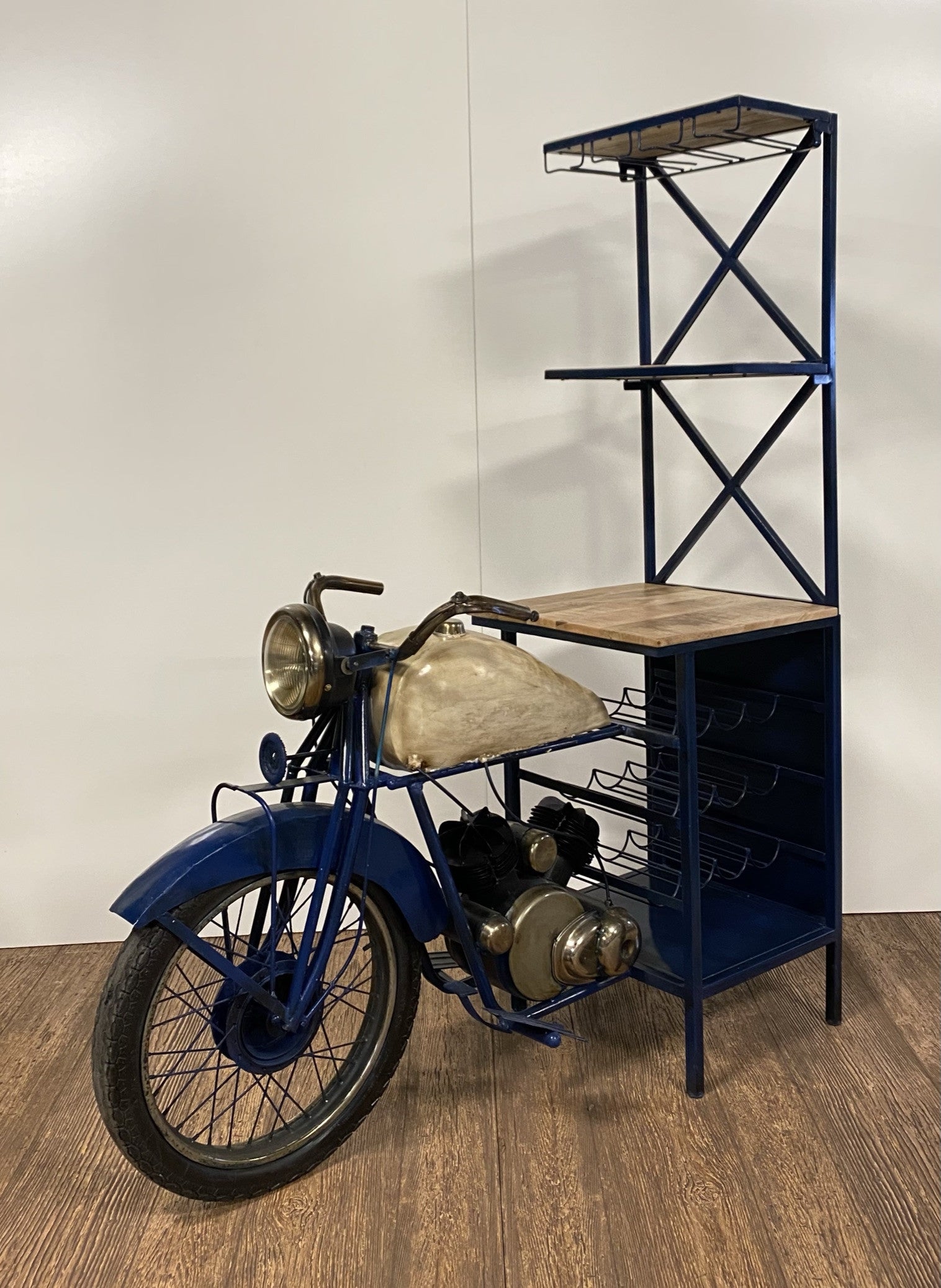 Blue Half-Bike Bar By Homeroots | Bar Carts | Modishstore - 3