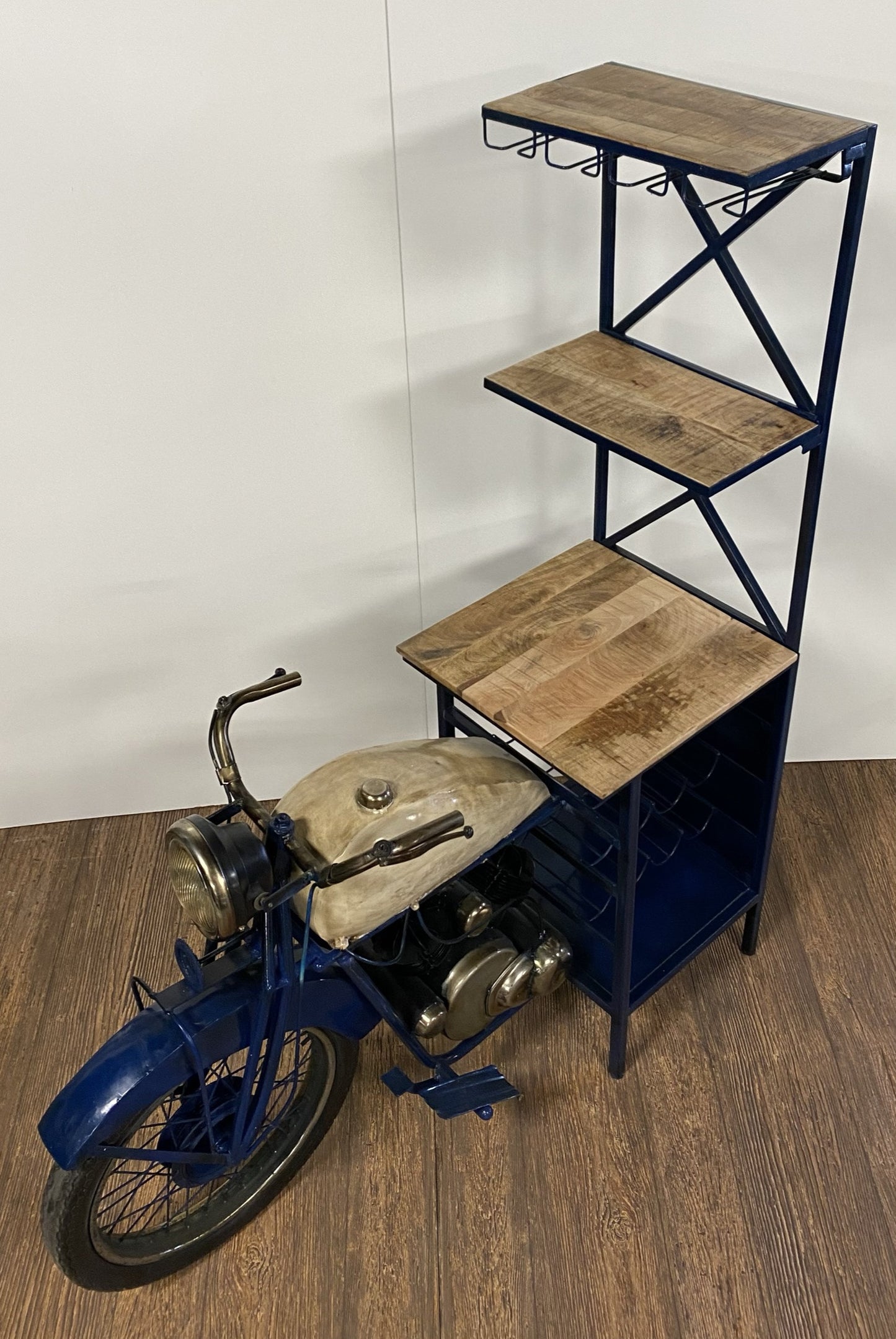 Blue Half-Bike Bar By Homeroots | Bar Carts | Modishstore - 4