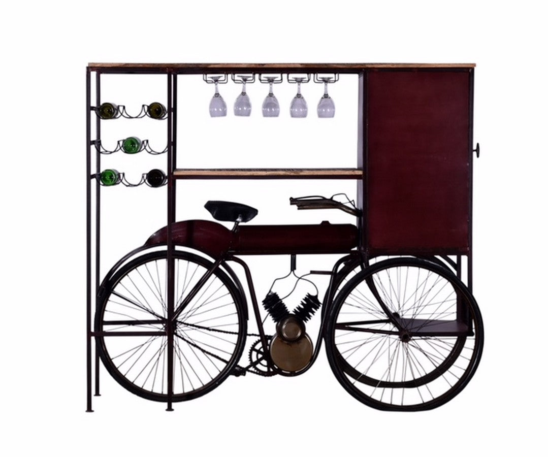 Maroon Tricycle Delivery Bar By Homeroots | Bar Carts | Modishstore - 2